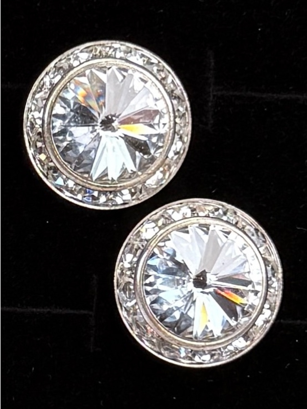 Gorgeous vintage aged Silvertone large pierced earrings